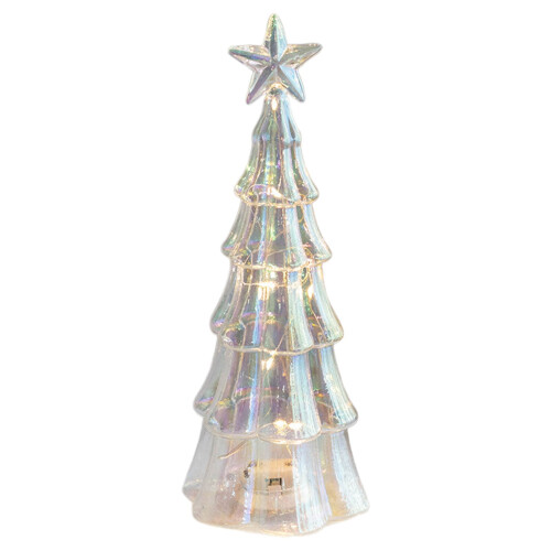 Illuminated Glass Christmas Tree LED Silver 6-inch