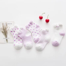 (M, Purple) Socks Set Baby Boy Girl Cotton Cartoon Candy Colors Dot, Breathable, Stylish Socks Infant Toddler Kids Soft Sock
