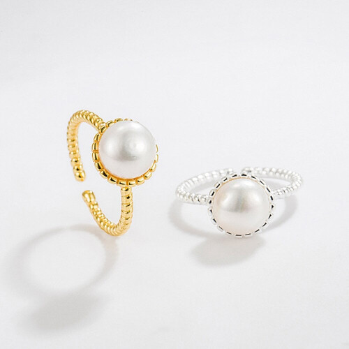 Anello con perla sintetica, argento, 1 pezzo PHH5-L149 2