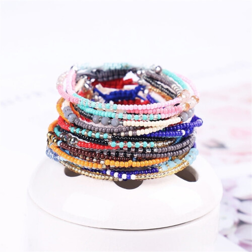 Pulseira boêmia de várias camadas com miçangas, feita à mão (1 peça). 2