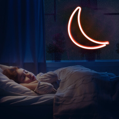 Luminária de parede LED neon em formato de lua para decoração de quarto, festas e aniversários. 2