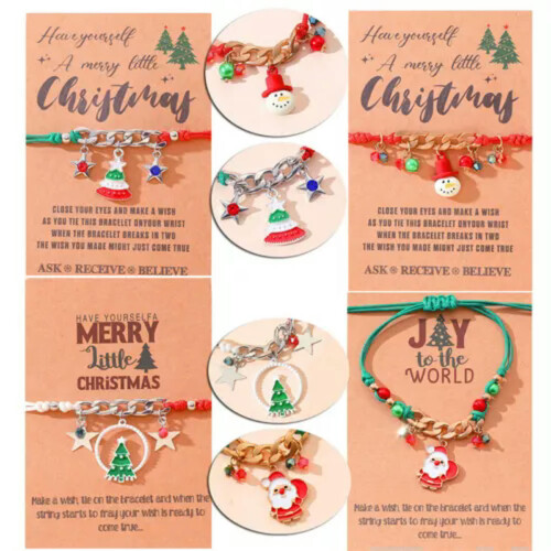 Pulseira artesanal tecida com floco de neve em formato de árvore de Natal (1 peça). 1