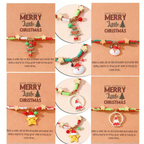 Pulseira artesanal tecida com floco de neve em formato de árvore de Natal (1 peça). 2