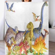 Manta decorativa de dinosaurios en acuarela de 50x60 pulgadas