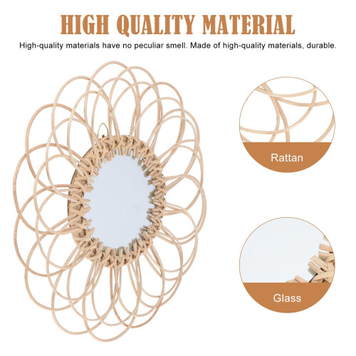 Espelho decorativo de vime com design vintage trançado (1 peça) 1