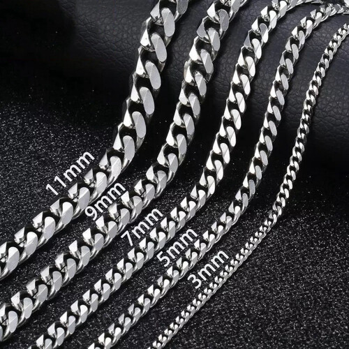 Colar cubano masculino em aço inoxidável, 50 cm (20 polegadas). 2