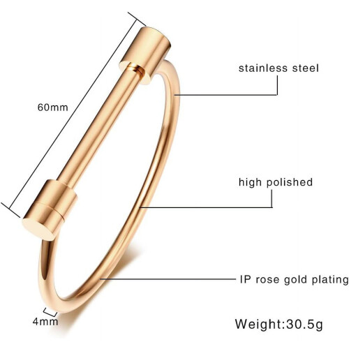 Stainless Steel D-Shape Bar Shackle Bangle 1pc 2