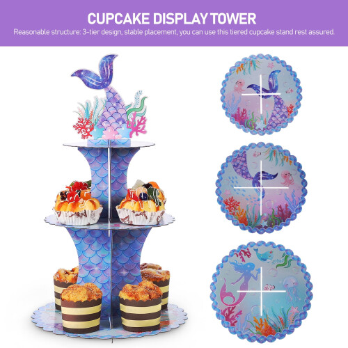 Suporte para cupcakes com tema de sereia (2 peças) 1