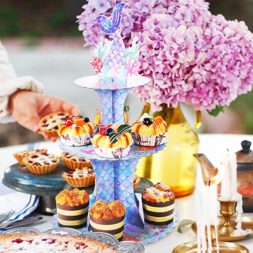 Suporte para cupcakes com tema de sereia (2 peças) 2