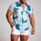 (C242, L) Hawaiianisches Herren-Kurzarmhemd mit Blumenmuster, Größe 3