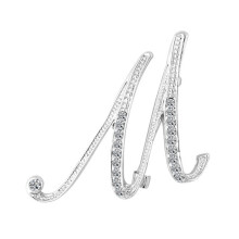 Rygai rhinestone letter brooch A-Z silver 1 pc
