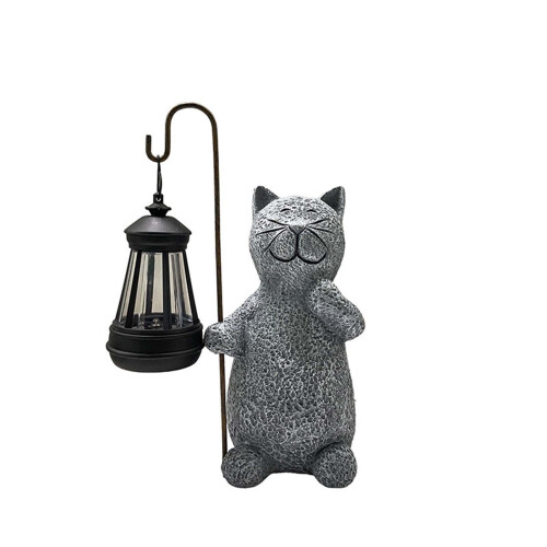 Solar-Katzen-Gartenstatue aus Kunstharz, 1 Stück 1