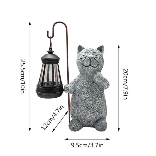 Solar-Katzen-Gartenstatue aus Kunstharz, 1 Stück 2