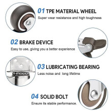 Juego de 4 ruedas giratorias de 50 mm, ruedas para muebles de 100 kg, tipo L