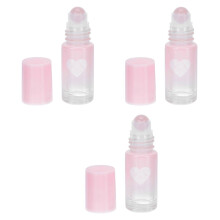 Pink Roller Ball Bottles Glass Perfume Bottles for Storage Use 3Pcs Set