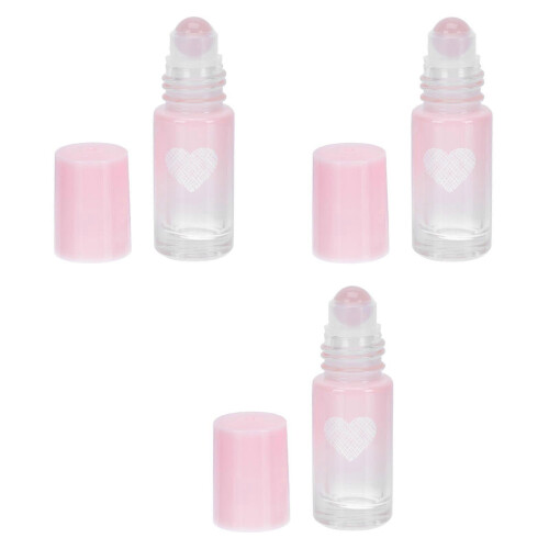 Pink Roller Ball Bottles Glass Perfume Bottles for Storage Use 3Pcs Set