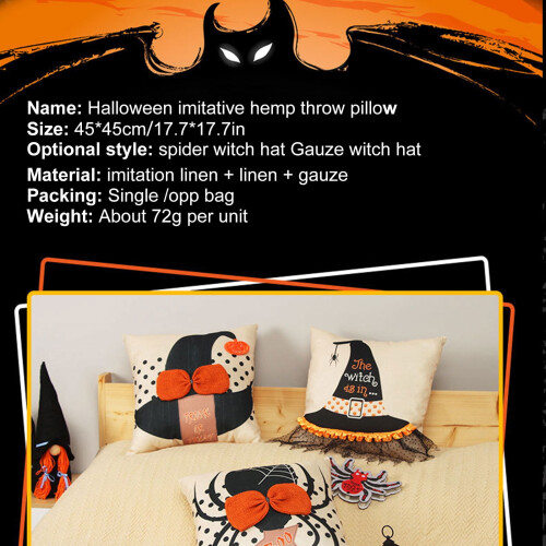 Halloween örngott bomull linne 45x45 cm 1