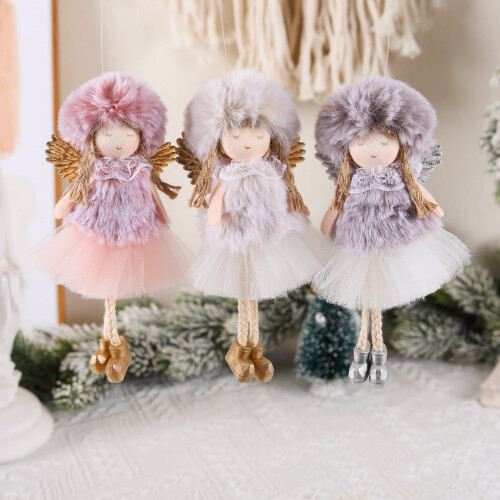Ensemble de décorations de Noël en peluche ange avec 2 couleurs 1