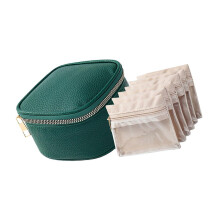 Modern PU Jewelry Box Storage Space Lid Stylish Jewelry Organizers Leather Texture for Home Decors and Daily Use
