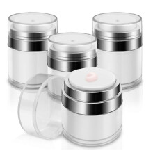 Airless Pump Jar, Refillable Cream Jar Vacuum Bottle Travel Size Empty Container for Cream and Lotion 4 Pcs