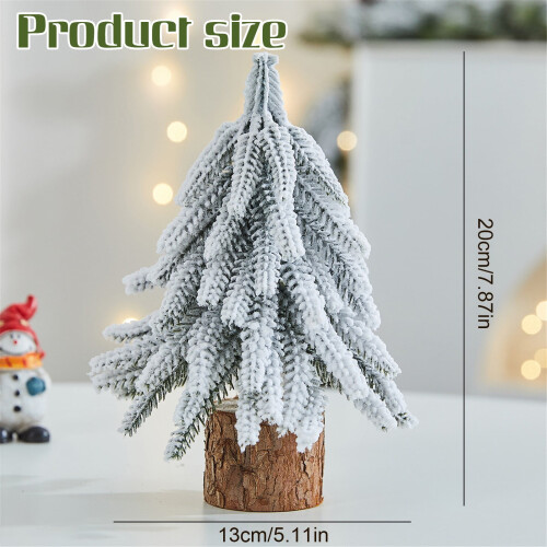 Ensemble de mini sapins de Noël floqués avec socle en bois 1