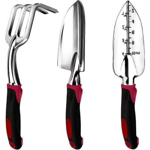 3-teiliges Gartengeräte-Set aus Edelstahl