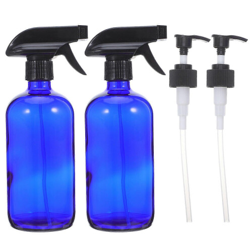 Spray Bottle Glass Sprayer for Reusable Use 1Set Blue Cosmetic Container