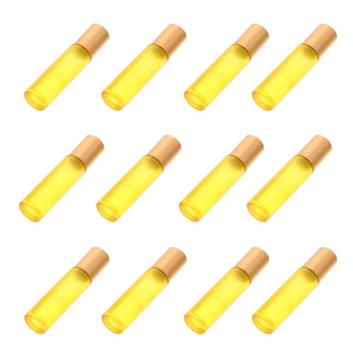 Roll-on Bottles Glass Empty Bottles for Storage 12Pcs Yellow Refillable