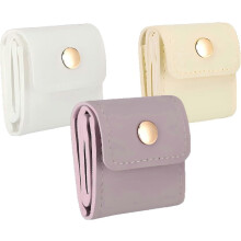 Leather Mini Travel Jewelry Roll Bag with Buckle, Portable Foldable Jewelry Organizer for Earrings, Rings, Necklaces (MIX-A*3 PCS)