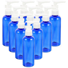 10 Pcs 100ml Plastic Empty Bottles with Shampoo Pump and Lotion Dispenser for Travel Outdoor Camping Business Trip Blue