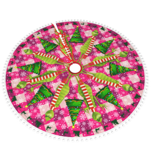 Jupe de sapin de Noël Grinch avec pompons, 76 cm 1