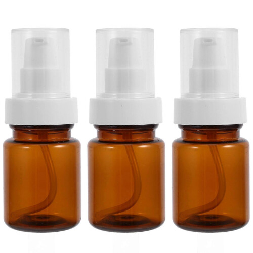 Essential Oil Empty Pump Bottles for Storage Use 3Pcs Brown Cosmetic Bottles