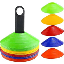 50 stuks markeerschijven/voetbalkegels met houder voor training