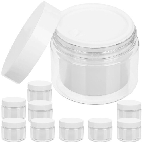 White Plastic Cosmetic Containers with Lids for Storage Use Lightweight Leak Proof 10pcs