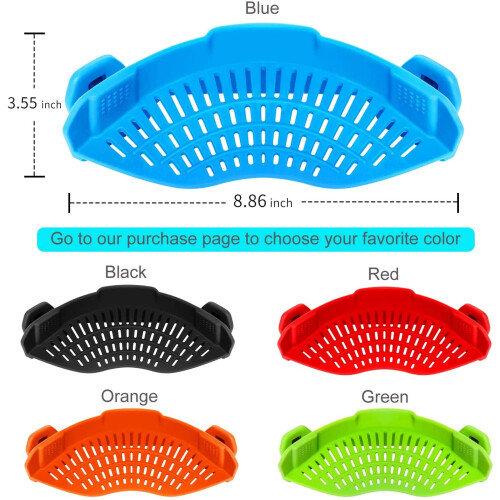 Escorredor de silicone com clipe para panelas e frigideiras, 1 peça 1