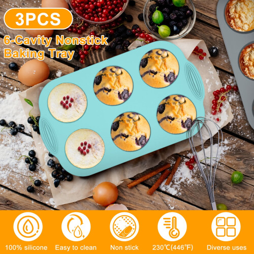 Grusce silikonmuffinsform, 6 kopper, nonstick, BPA-fri 1