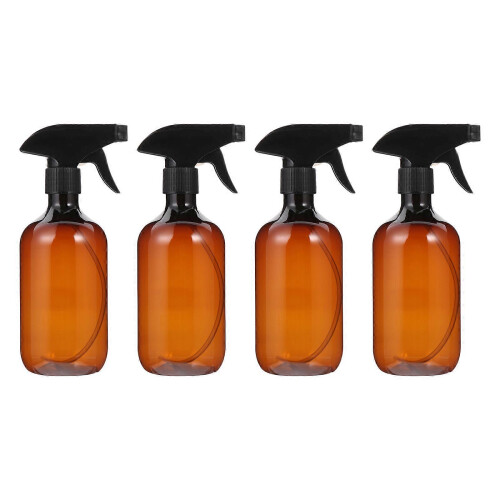 Refillable Spray Bottle Brown Pet Empty Bottles for Storage 4Pcs 500ml Compact Pack