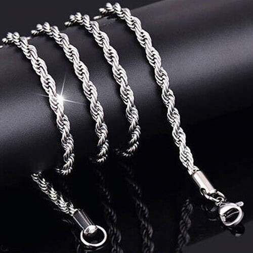 Collar unisex de cadena retorcida de plata de ley (1 pieza) 1