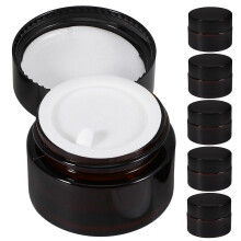 6Pcs Brown Glass Cosmetic Jar for Moisturizer Container Travel Use