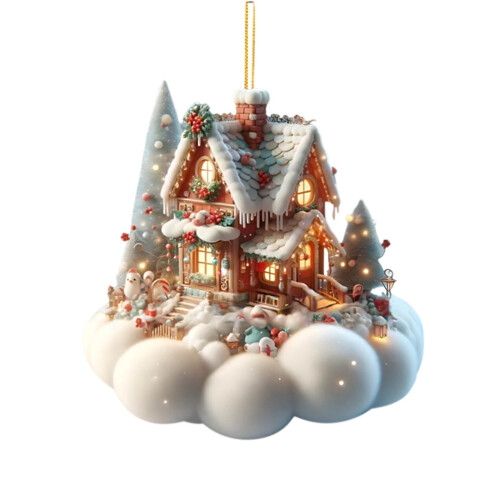 Akryl julepynt i form af huse 9 cm 4 stk. 2