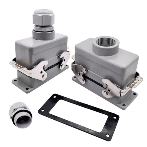 Heavy Duty Industrial Rectangular Connector Plug 16p 16A Screw Connection 500V HDC-HE016-1/2/3/4 F/M 1