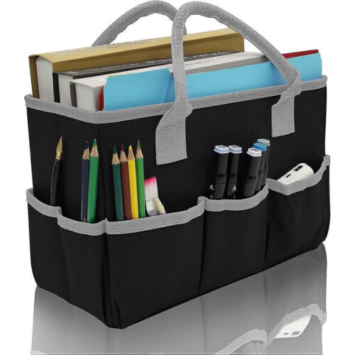 Bolsa de veludo preta e vermelha com bolsos