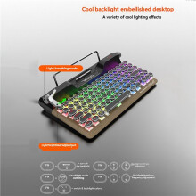 Retro Typemachine Toetsenbord, Vintage 5.0 Multi Devices Connection Typemachine Mechanisch Toetsenbord voor PC/Laptop