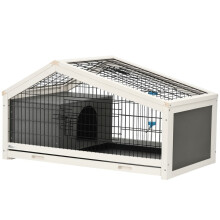 Jaula/conejera - jaula, bandeja para excrementos, puerta con cerradura y techo abatible, bebedero - acero negro