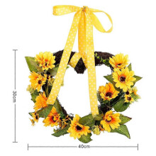 Zomerse zonnebloem hartvormige deurkrans 30 cm