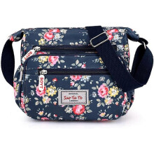 Damen-Schultertasche mit mehreren Fächern, bedruckt, wasserdicht, Rose