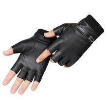 Gants de cyclisme courts en cuir PU noir taille unique