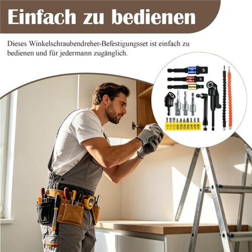 105 Right-Angle Screwdriver Attachment Set-Angle Drill Attachment & Right-Angle Adapter for Cordless Screwdrivers 2
