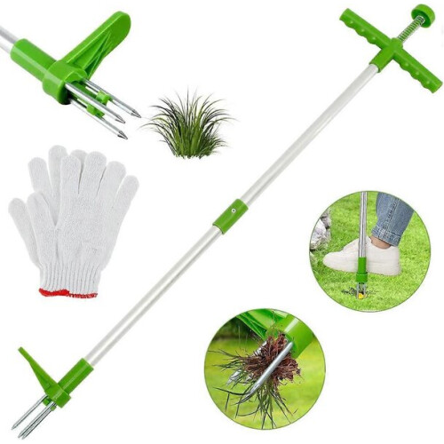 Extrator de ervas daninhas verde com cabo de 99 cm (39 polegadas)