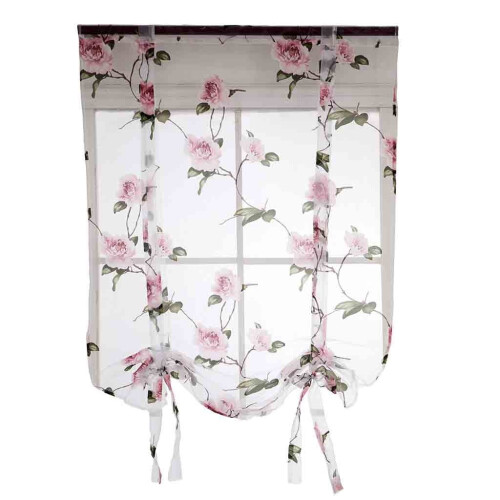 Transparenter Vorhangstoff mit Blättermuster, Tüll, Voile, 1 Paar 1
